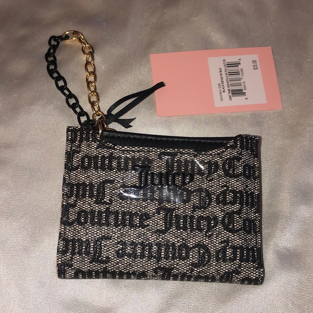 Juicy Couture Black Beige Can’t Tame Her Bifold Wallet With Pullout CC NWT